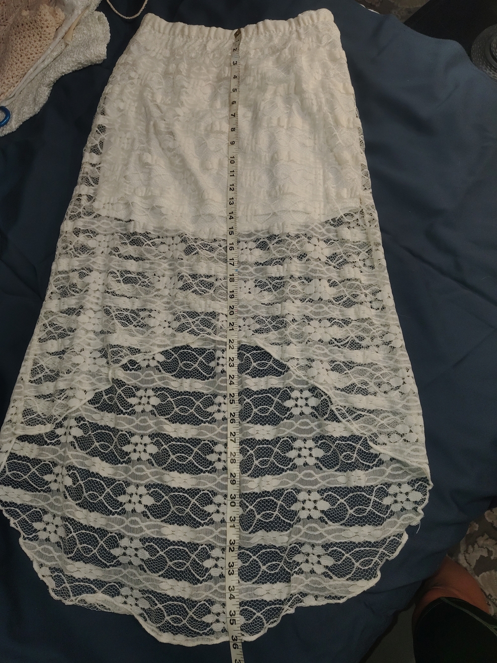 No Boundaries White Lace High-Low Maxi Skirt
